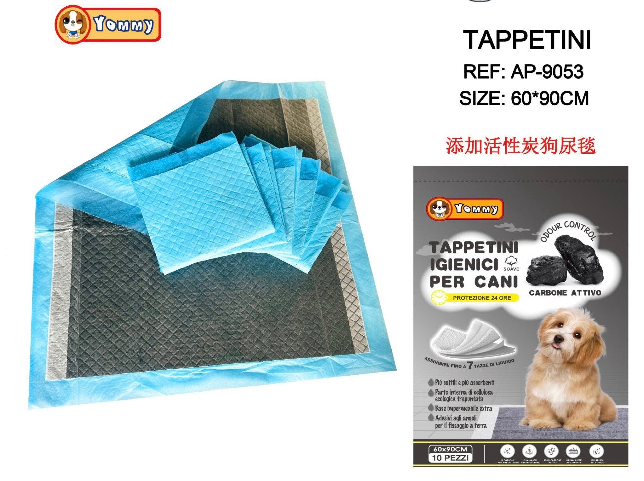 Tappetini igienici per cani carbone attivo 10pz