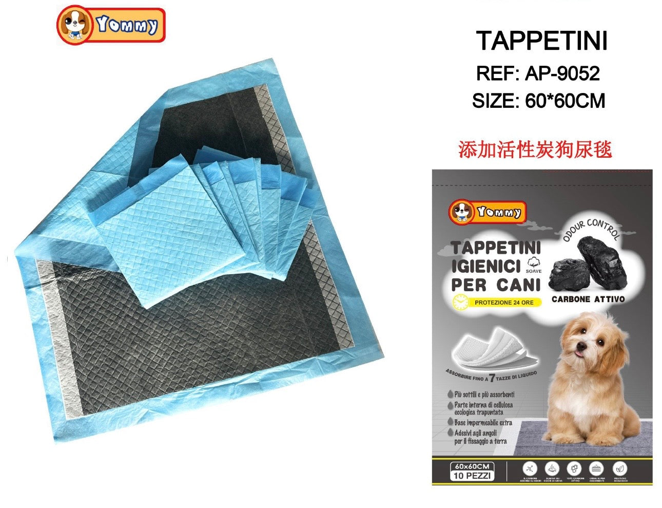 Tappetini igienici per cani carbone attivo 10pz